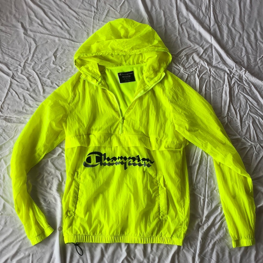 Champion Neon Yellow Athletic Quarter-Zip Jacket